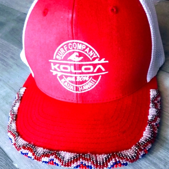 Hand Beaded KOLOA Surf Company FlexFit - Picture 1 of 8